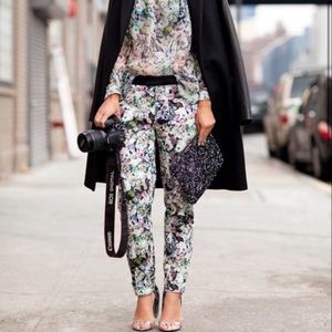 Zara Floral Trouser Skinny Dress Pants Sz S
